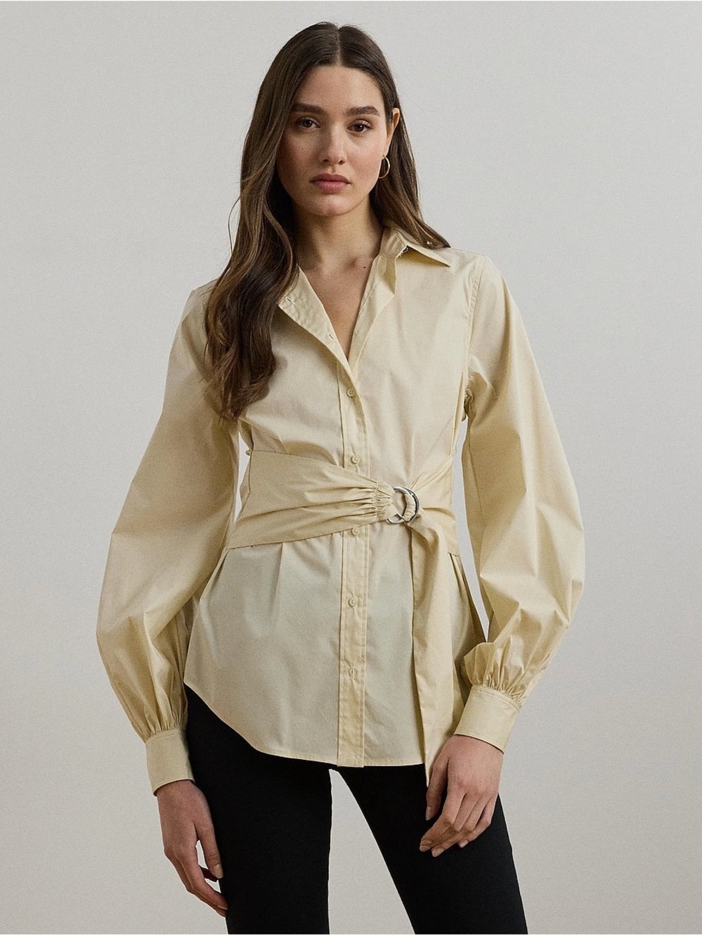 Lauren Ralph Lauren Tie-Front Cotton-Blend Shirt XXL